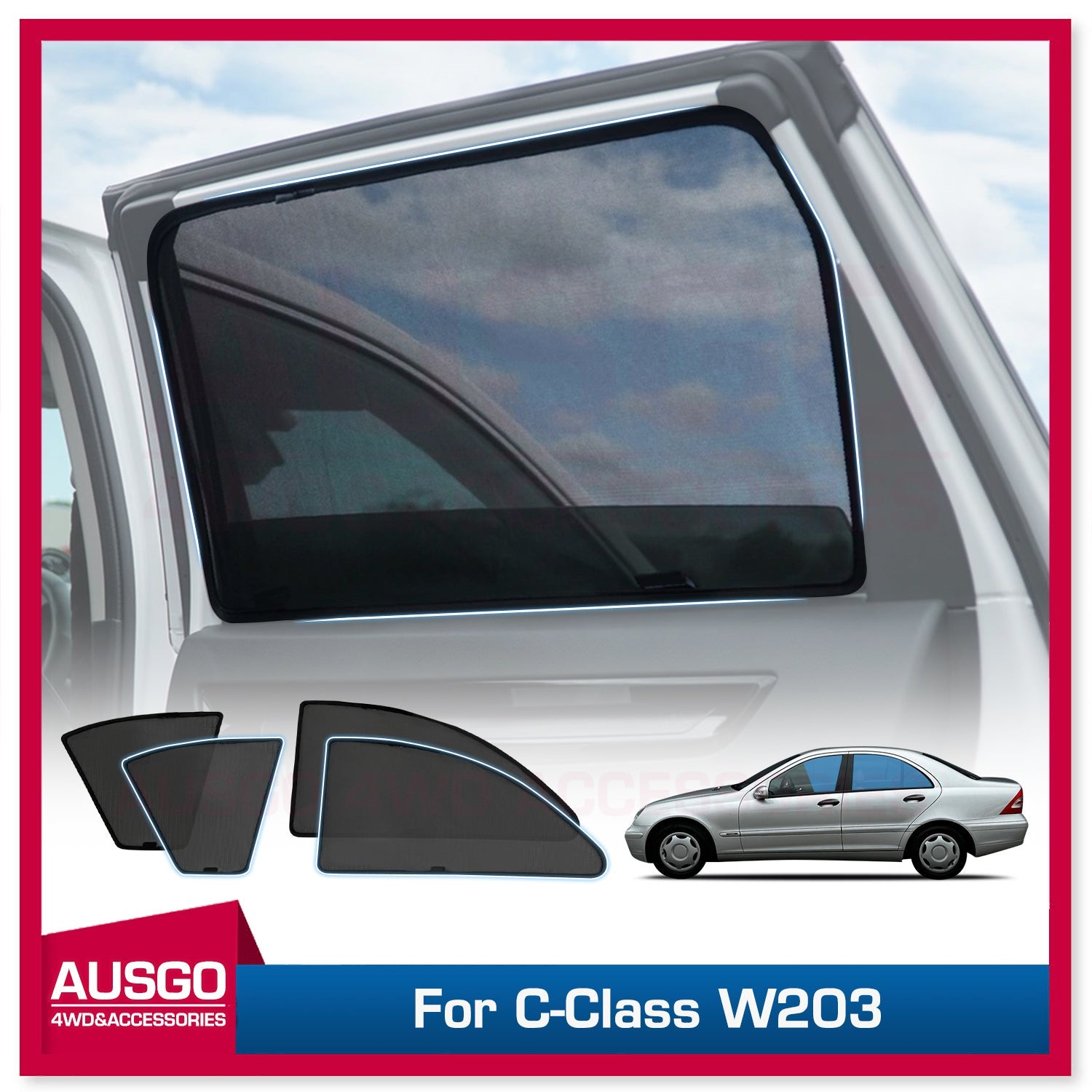 Magnetic Window Sun Shade for MERCEDES BENZ C-Class C Class W203 2000-2007 UV Protection Mesh Cover Sun Shades 4 PCS
