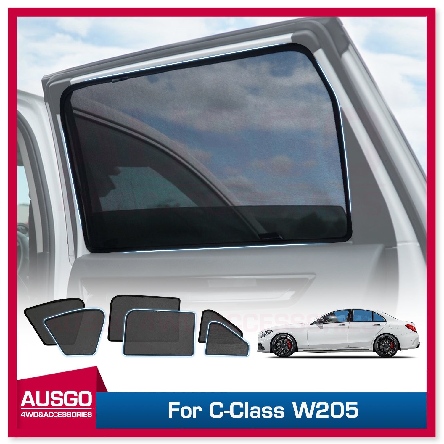 Magnetic Window Sun Shade for Mercedes-Benz C-Class C Class W205 Sedan 2014-2021 UV Protection Mesh Cover Sun Shades 6 PCS