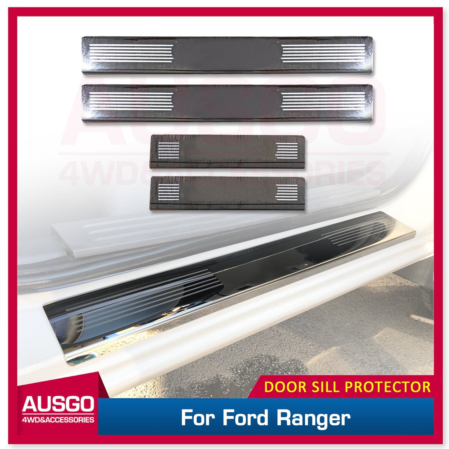 For Ford Ranger Dual Cab 2011-2022 Stainless Steel Scuff Plate Cover Door Sills Door Sill Protector