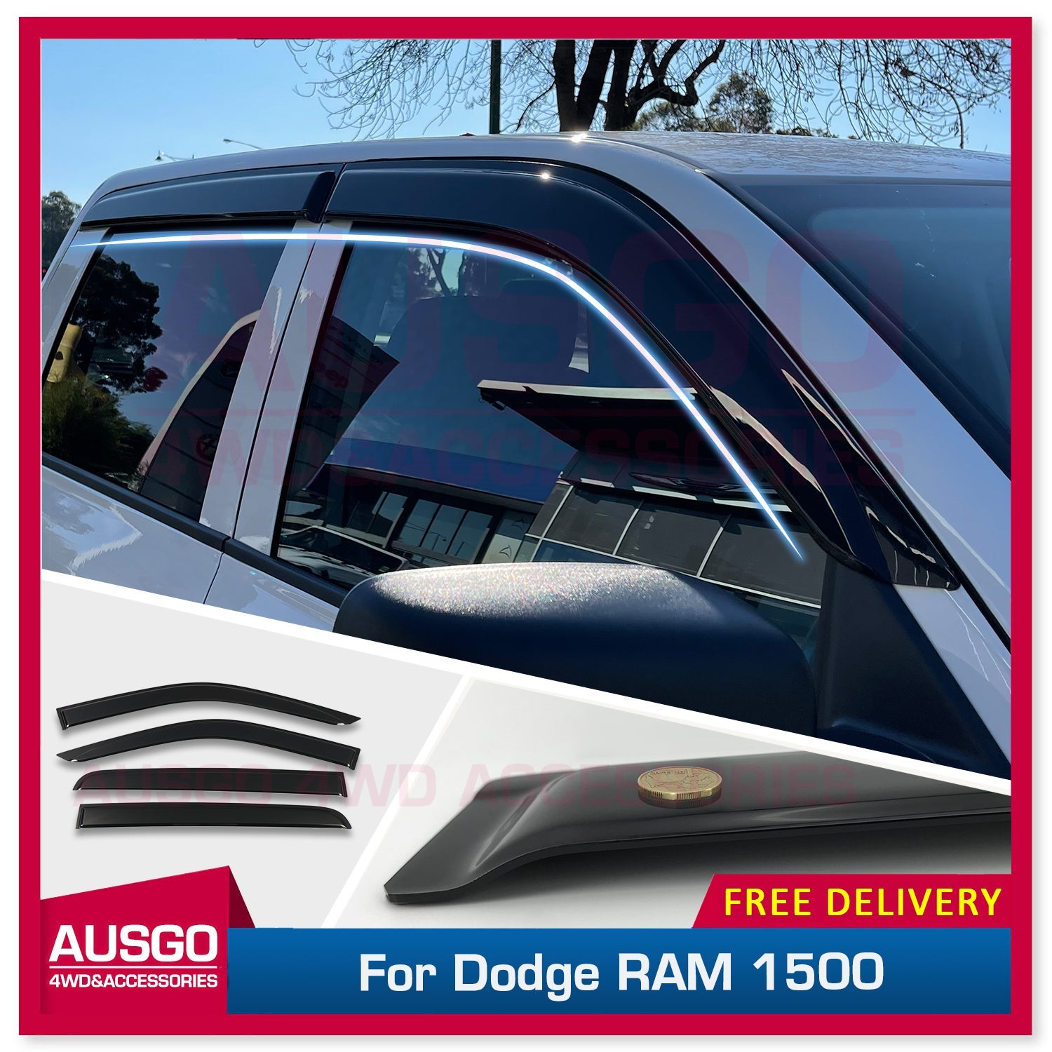 Luxury Weather Shields for Dodge RAM 1500 DS Series Crew Cab 2017-2022 Weathershields Window Visors