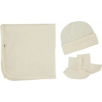 Merino Kids - Cocooi Blanket Beanie & Bootie Set - Cream (0-3 mths)