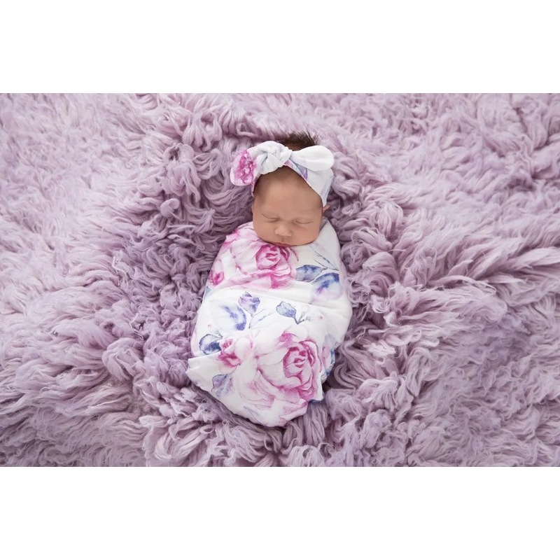 Buy Snuggle Hunny Lilac Skies I Snuggle Swaddle & Topknot Set MyDeal