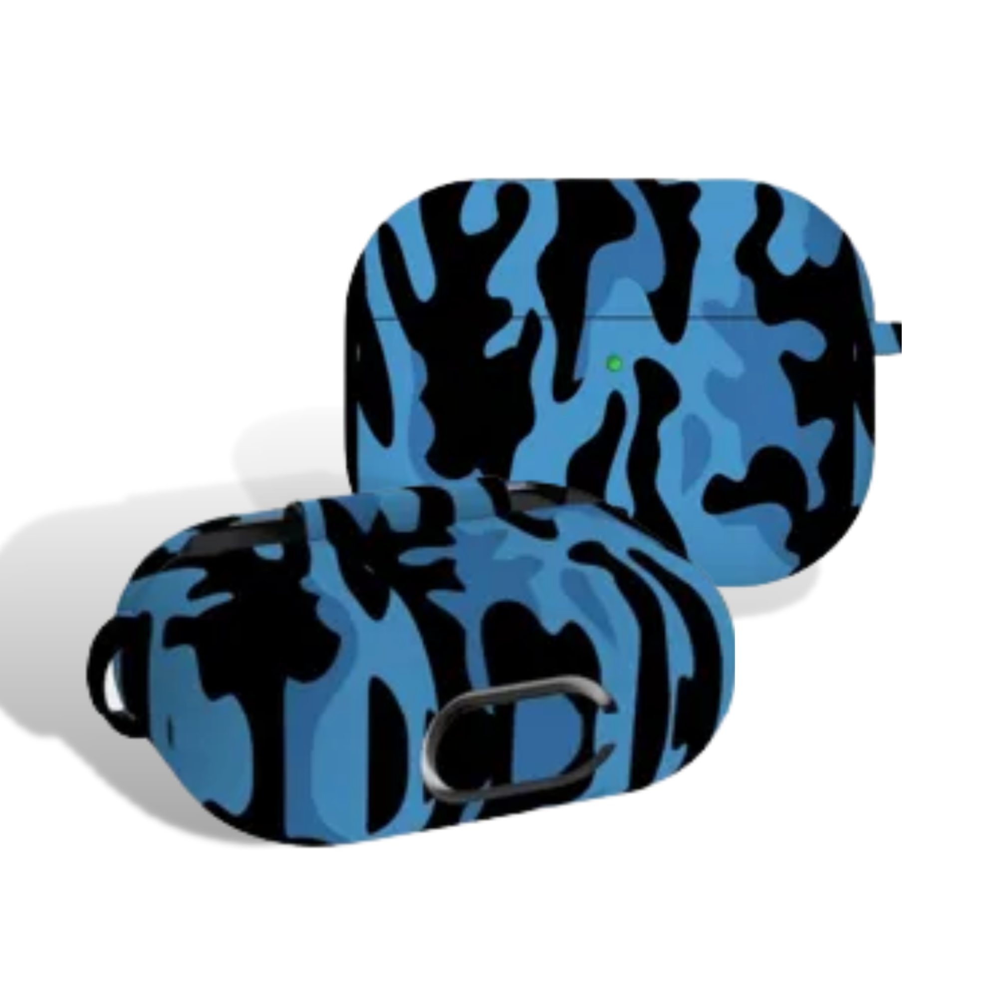 Apple Airpod Pro Case - Camouflage Army Fatigue Design Protective Shockproof Silicone Cover With Clip Keychain Carabiner - Supports Wireless Qi Charging for Airpods Pro Generation 1 - Airforce Blue
