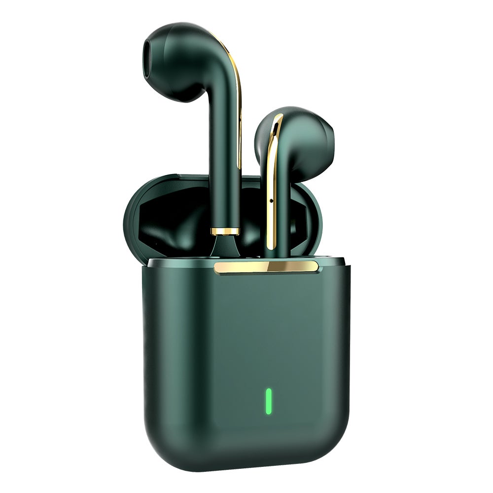J18 TWS True Wireless Earbuds Upgraded Bluetooth 5.1 Chip - Touch Control Hifi in-Ear Sport Earphones - Deep Bass Stereo Sounds with Noise Cancelling Microphone - Dark Green