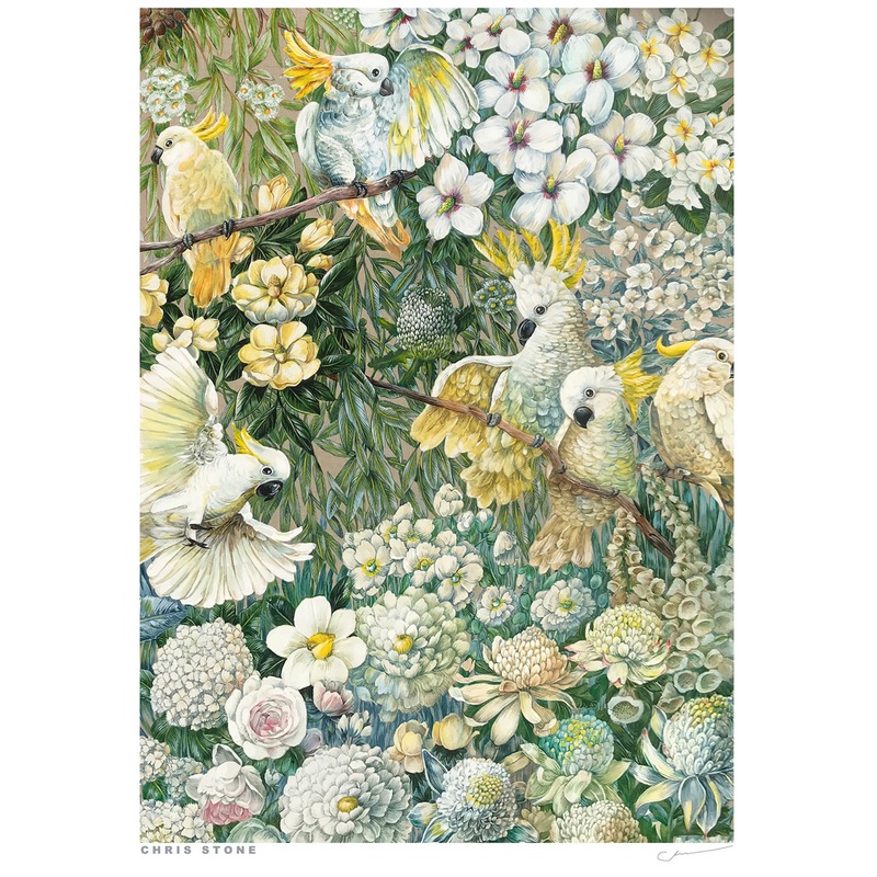 Buy Wall Art Work Painting White Cockatoos by Australian Artist Chris