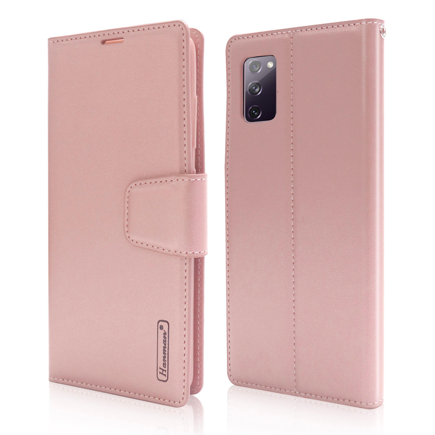 Hanman Galaxy S20 FE 5G Leather Wallet Case for Samsung - Rose Gold