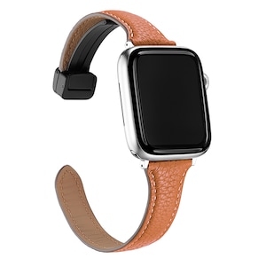 ZUSLAB Apple Watch Leather Band for 9/8/7 49mm 45mm- 6/SE/5/4/3/2 44mm 42mm Top Genuine Leather Replacement Strap - Dark Orange