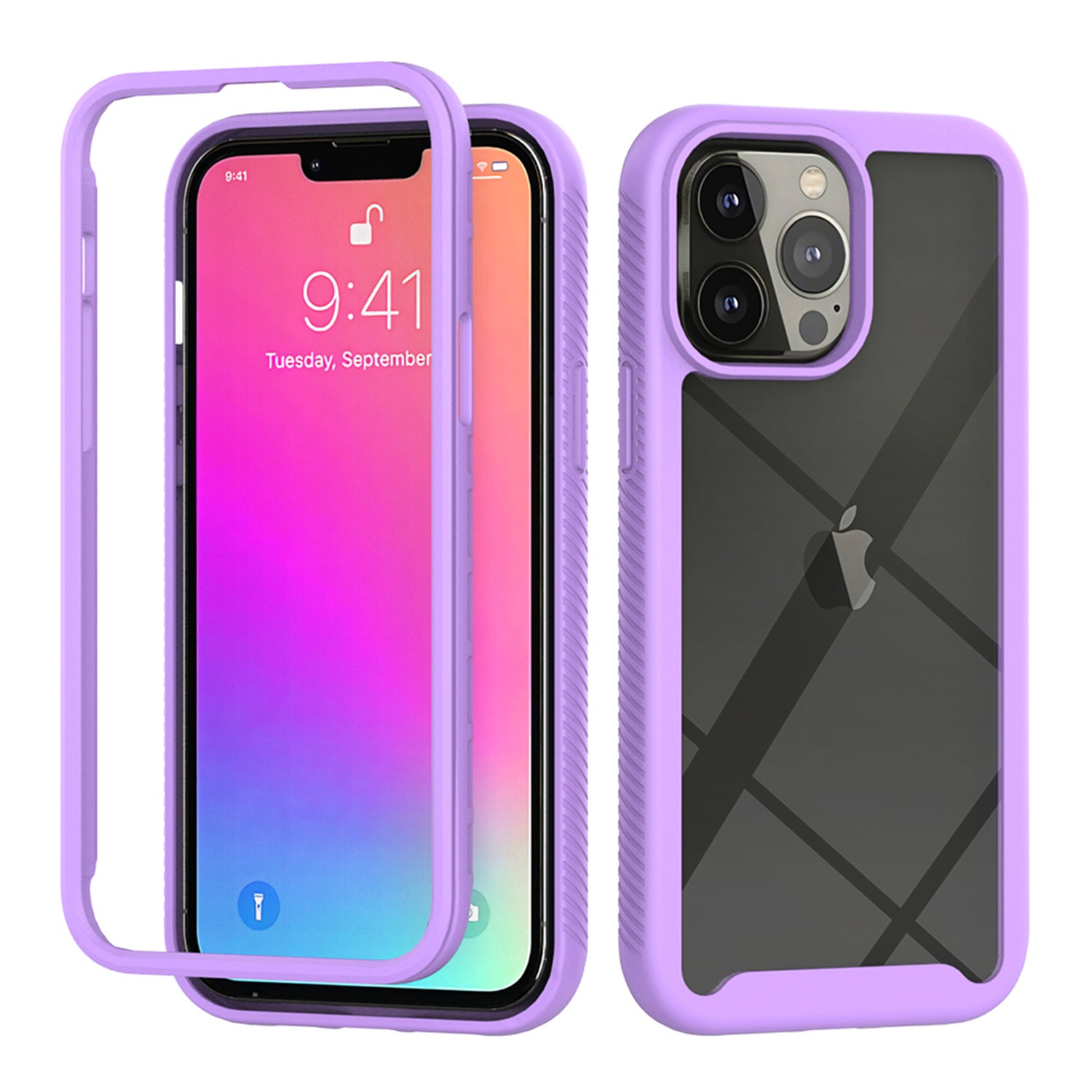 ZUSLAB Full Body Case for iPhone 13 Pro 6.1" Shockproof Rugged Dual Layer Protection Protective Cover for Apple - Purple