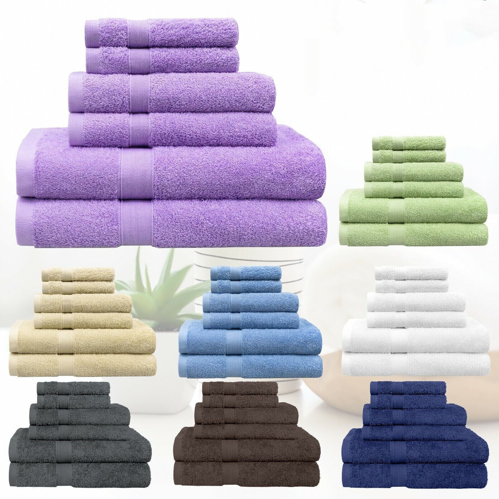 100% Cotton Bathroom Towels Sets Bath Towels Hand Towels Face Towels 550 GSM 6 Pieces