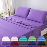 LINENOVA 4 Pieces 2000TC Bedding Sheet Sets Flat & Fitted & Pillowcases Sheets All Size - 10 Colors Choice