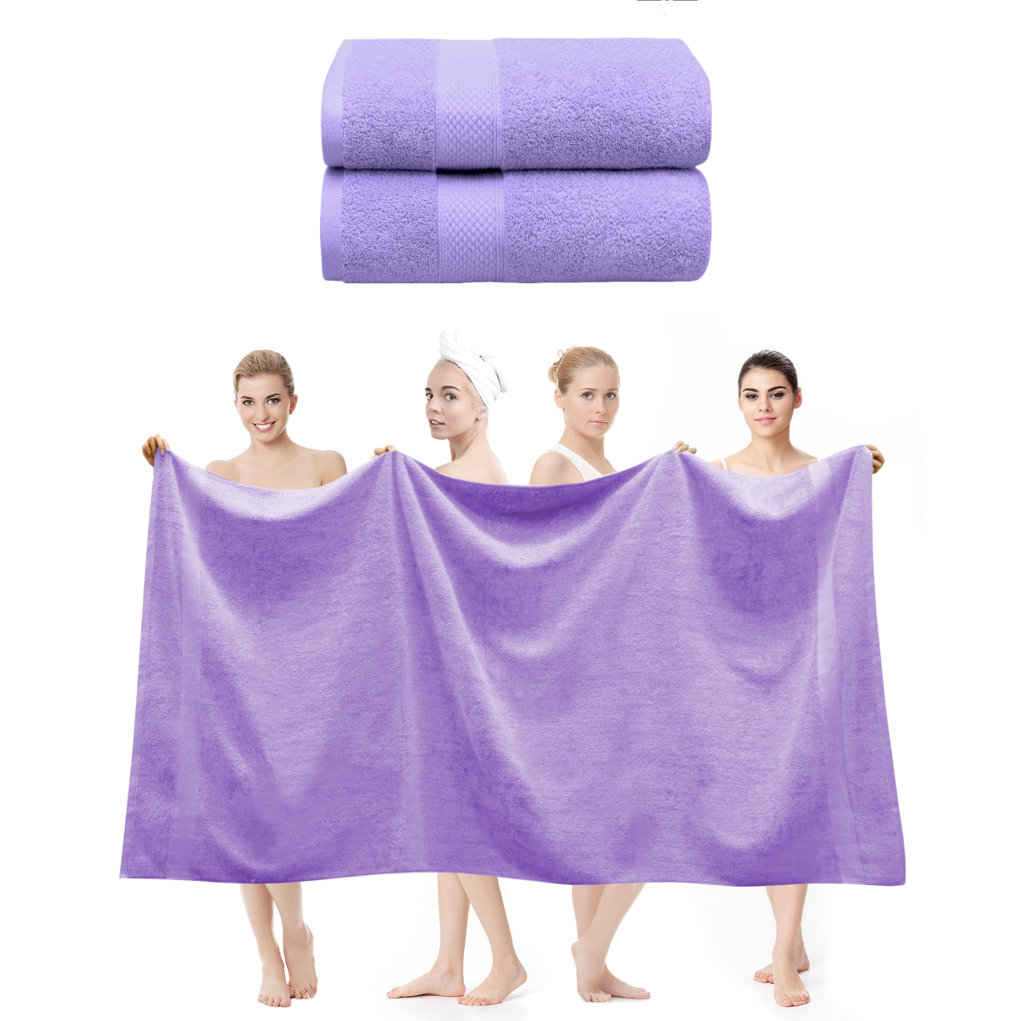 2 Pieces 650 GSM 100% Cotton Bath Sheet Set lavender