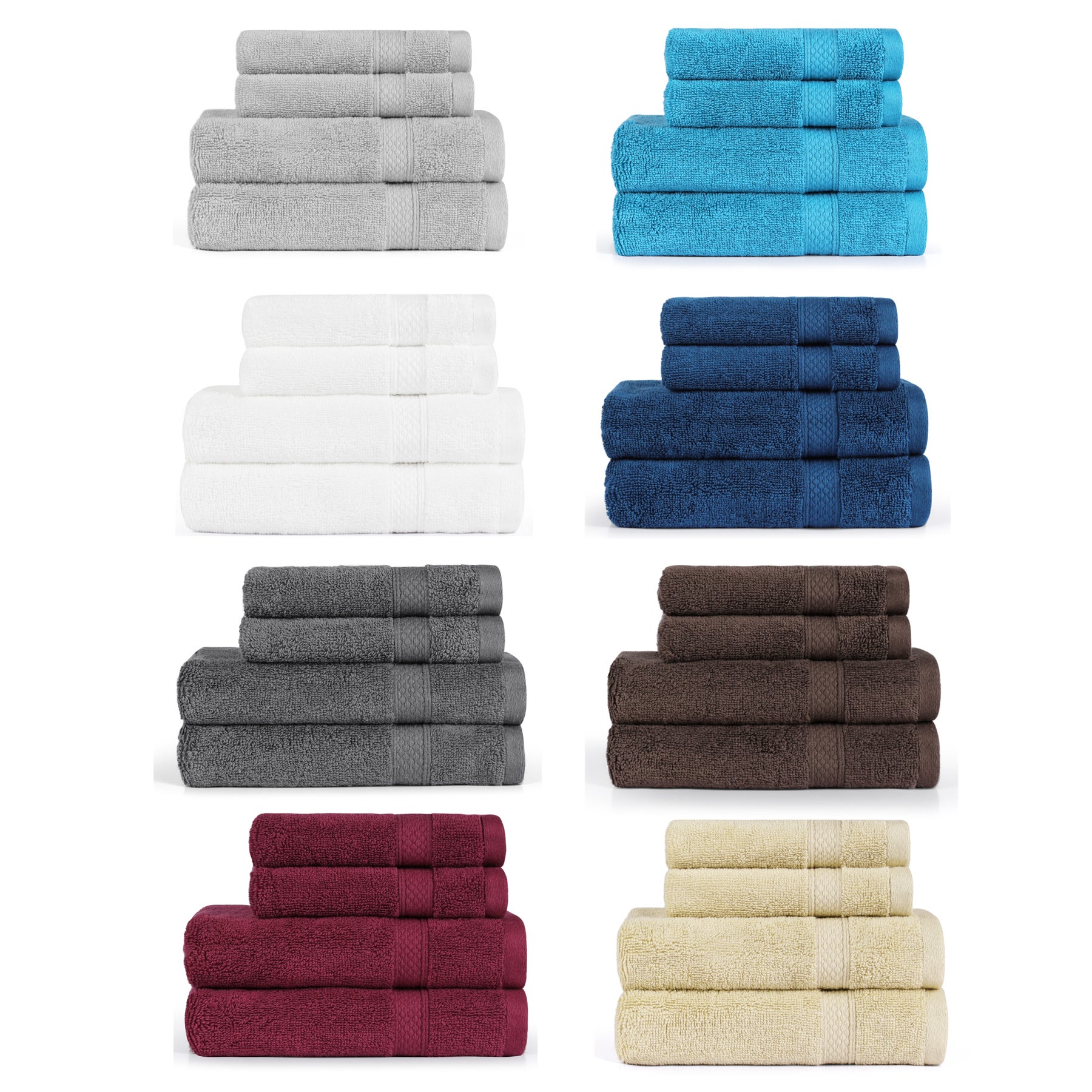 4pcs 100% Cotton 650GSM Luxury Hand Face Towels Set 8 Colours