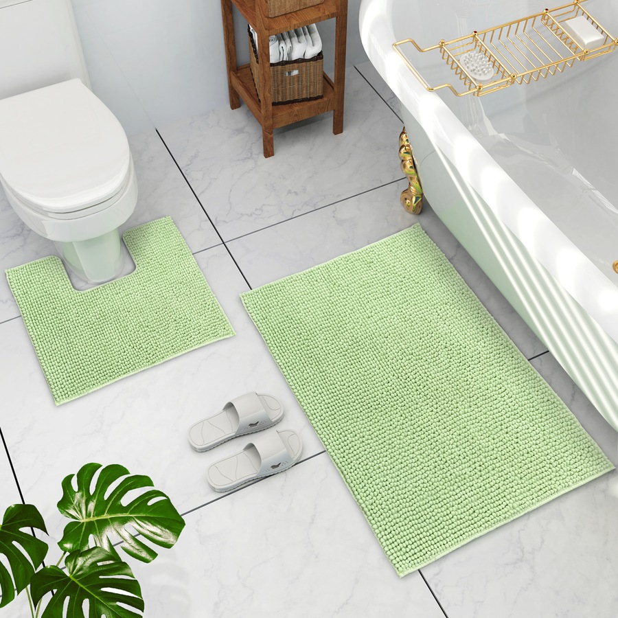 Buy LINENOVA 2 Pieces 1200GSM Bath Mat Toilet Root Mat Set 100% ...