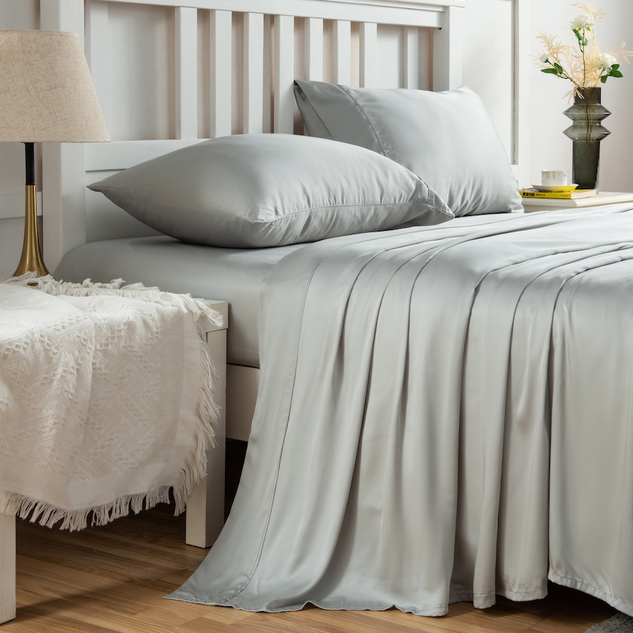 LINENOVA 100% Organic Bamboo Sheet Sets Cooling Soft 4Pcs Set(Queen,Sage green)