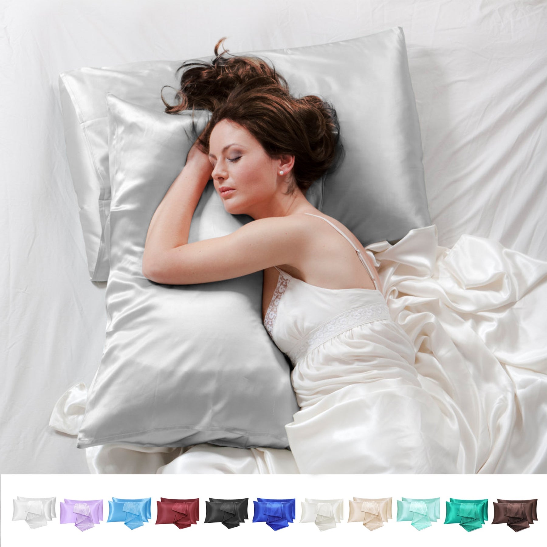 LINENOVA 2X Satin Pillowcase Set in 12 Colours 51x76 cm