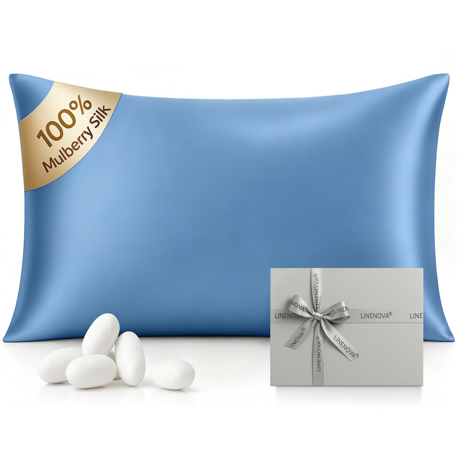 LINENOVA 6A Grade 100% Mulberry Silk Double-sided Silk Pillowcases Luxury 22 Momme - Ash Blue