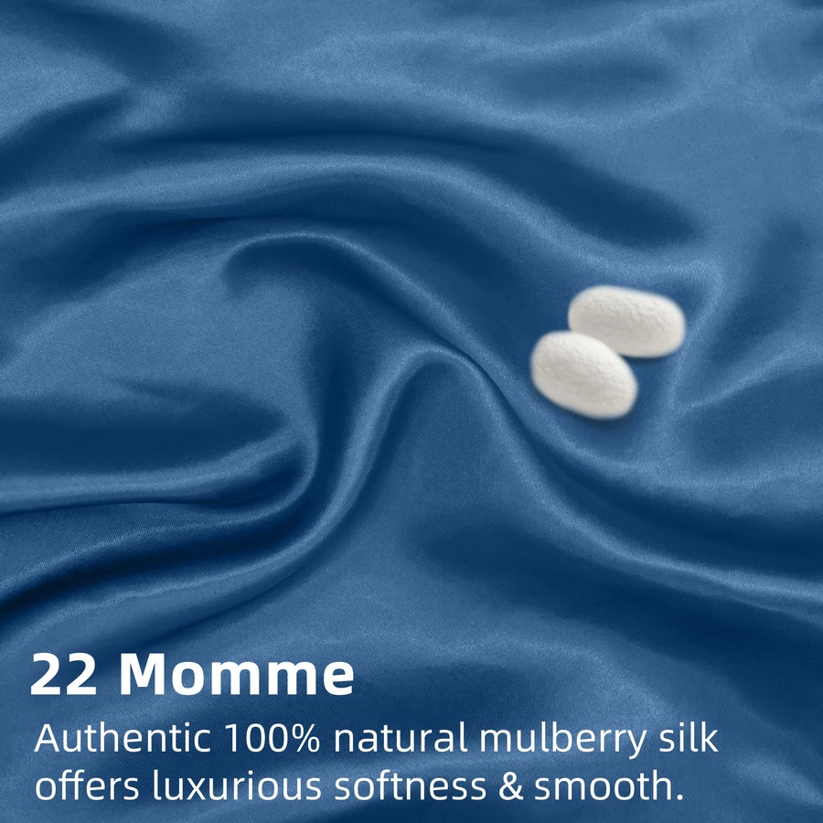 LINENOVA 6A Grade 100% Mulberry Silk Double-sided Silk Pillowcases Luxury 22 Momme - Ash Blue