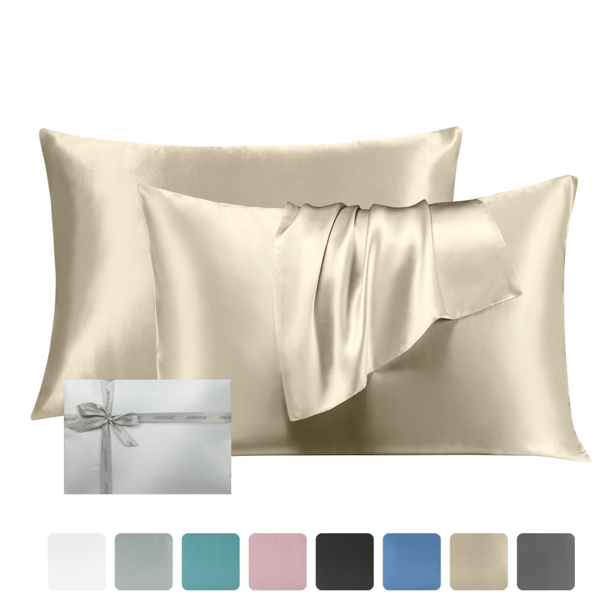 LINENOVA 100% Mulberry Silk Double-sided Pillowcases Luxury 22 Momme Pillow Cases