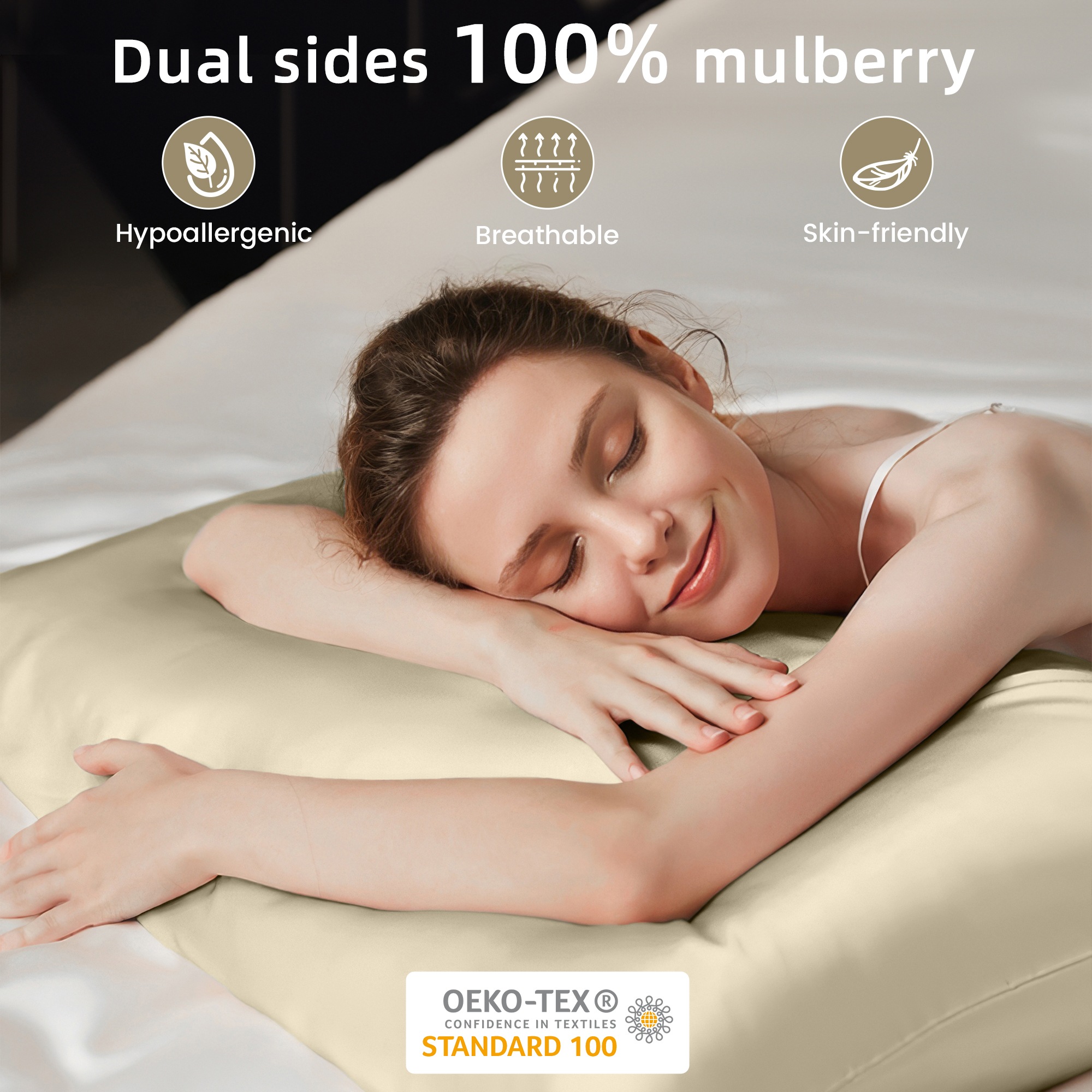 LINENOVA 100% Mulberry Silk Double-sided Pillowcases Luxury 22 Momme Pillow Cases