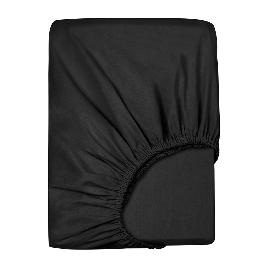 LINENOVA Premium 100% Cotton Fitted Sheet(Double,Black)