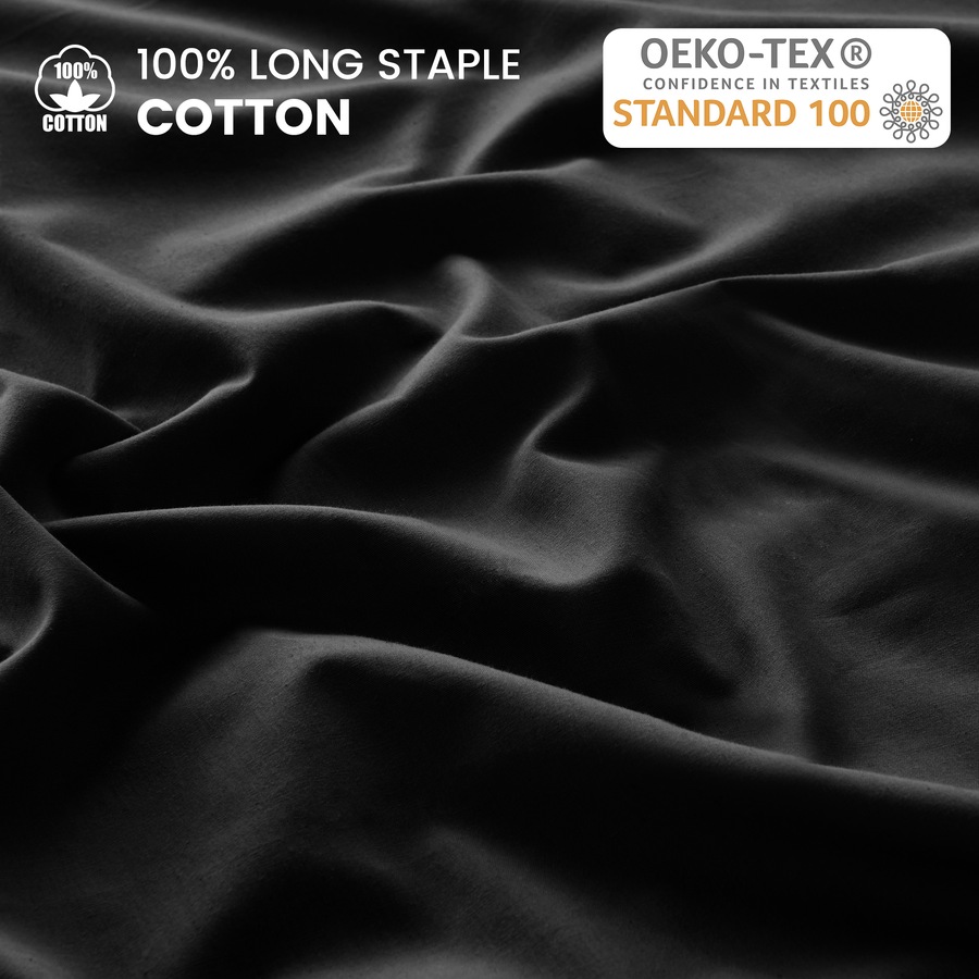 LINENOVA Premium 100% Cotton Fitted Sheet(Double,Black)