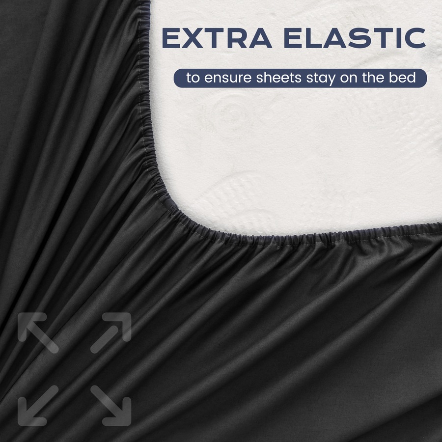 LINENOVA Premium 100% Cotton Fitted Sheet(Double,Black)