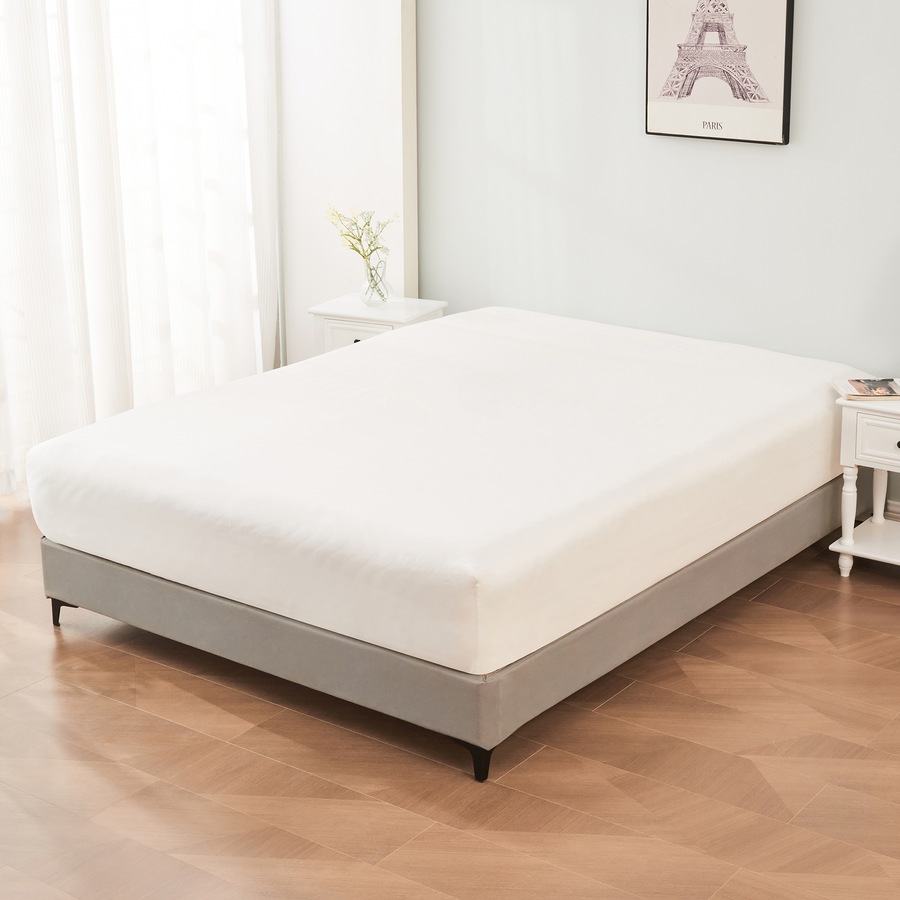 LINENOVA Premium 100% Cotton Fitted Sheet(King,White)