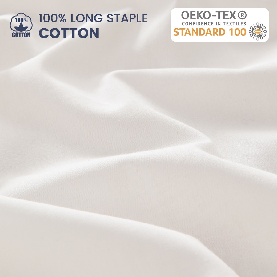 LINENOVA Premium 100% Cotton Fitted Sheet(King,White)