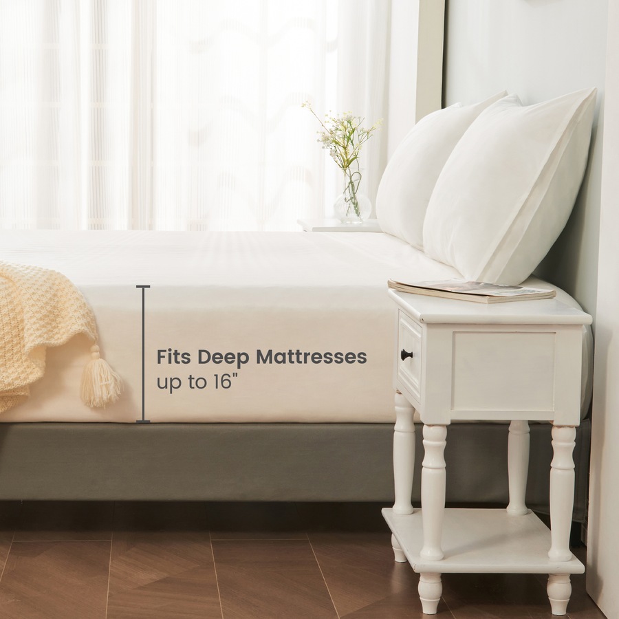 LINENOVA Premium 100% Cotton Fitted Sheet(King,White)