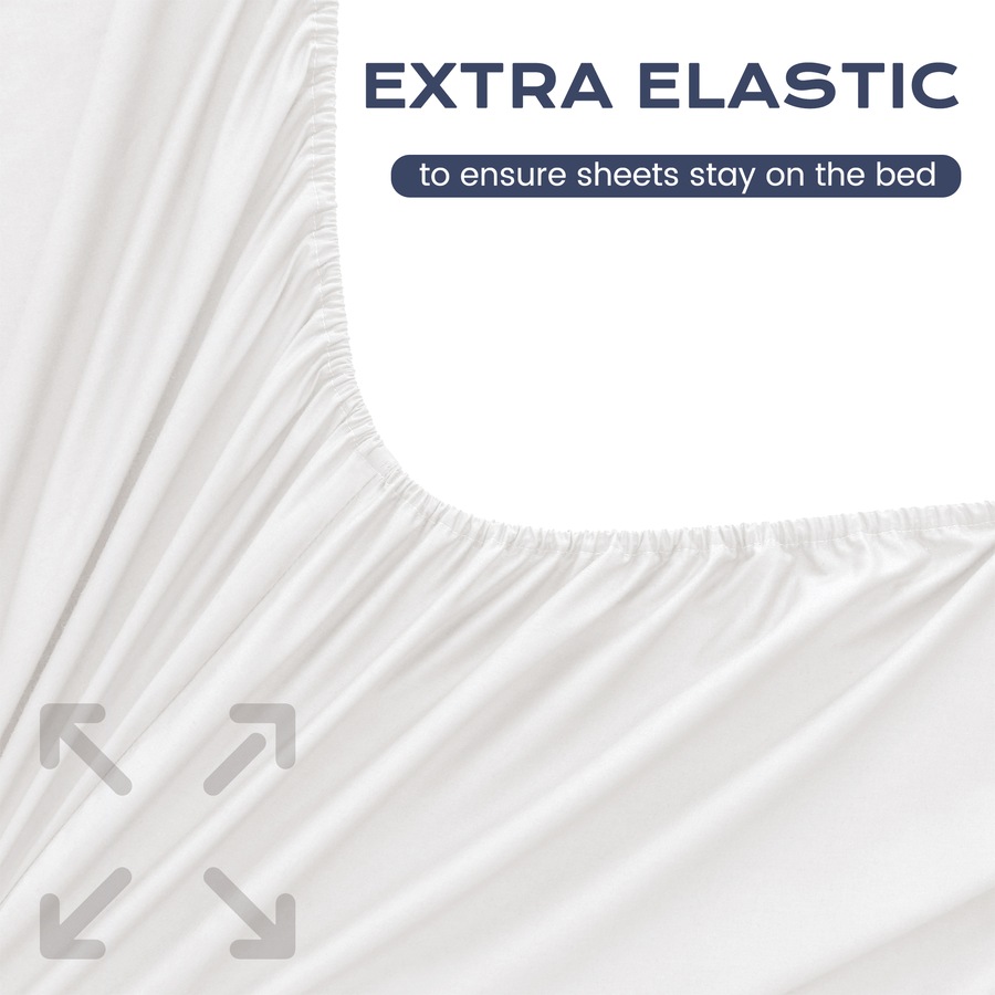 LINENOVA Premium 100% Cotton Fitted Sheet(King,White)