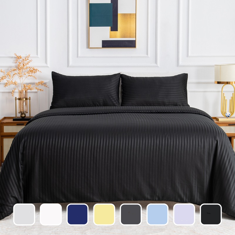 Buy LINENOVA Striped Quilt Cover Set 1800TC Soft Brushed Microfiber