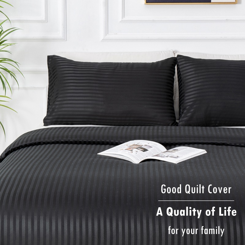 Buy LINENOVA Striped Quilt Cover Set 1800TC Soft Brushed Microfiber