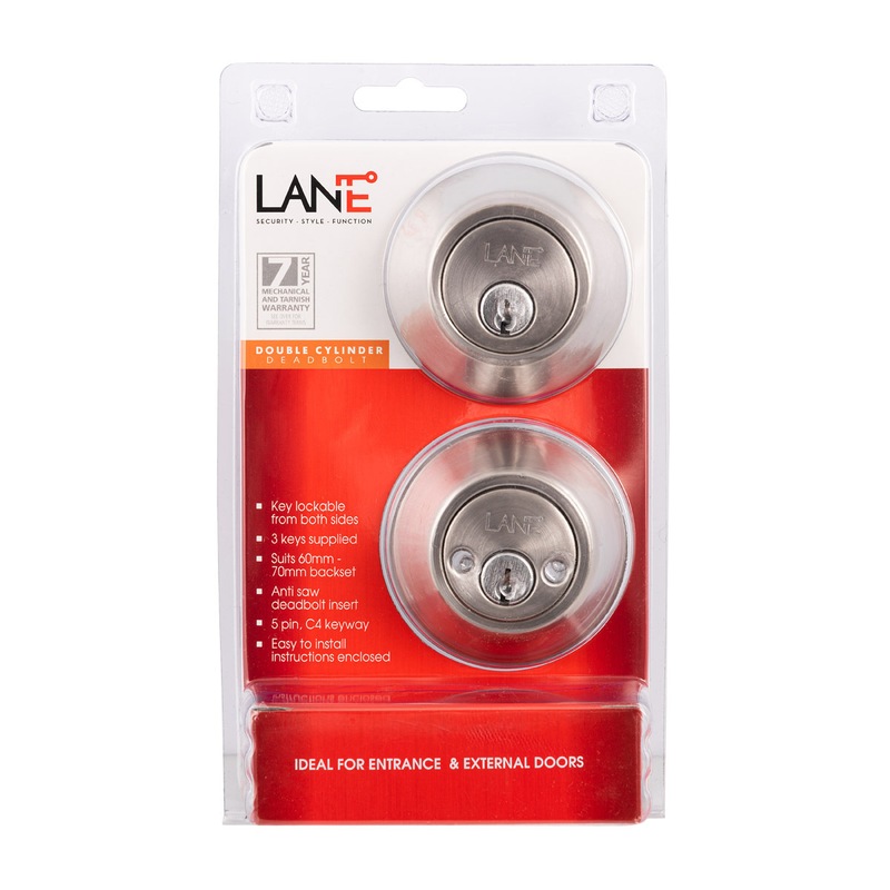 Buy Standard Round Deadbolt Double Cylinder Satin Stainless Steel MyDeal