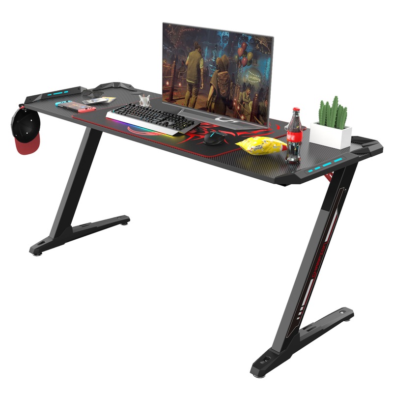 Buy Eureka Ergonomic Z60 Black Gaming Desk with RGB Lights MyDeal