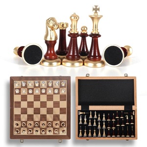 Metal & Wooden 43*43*3cm Large Chess Set Beech Timber Folding Chessboard