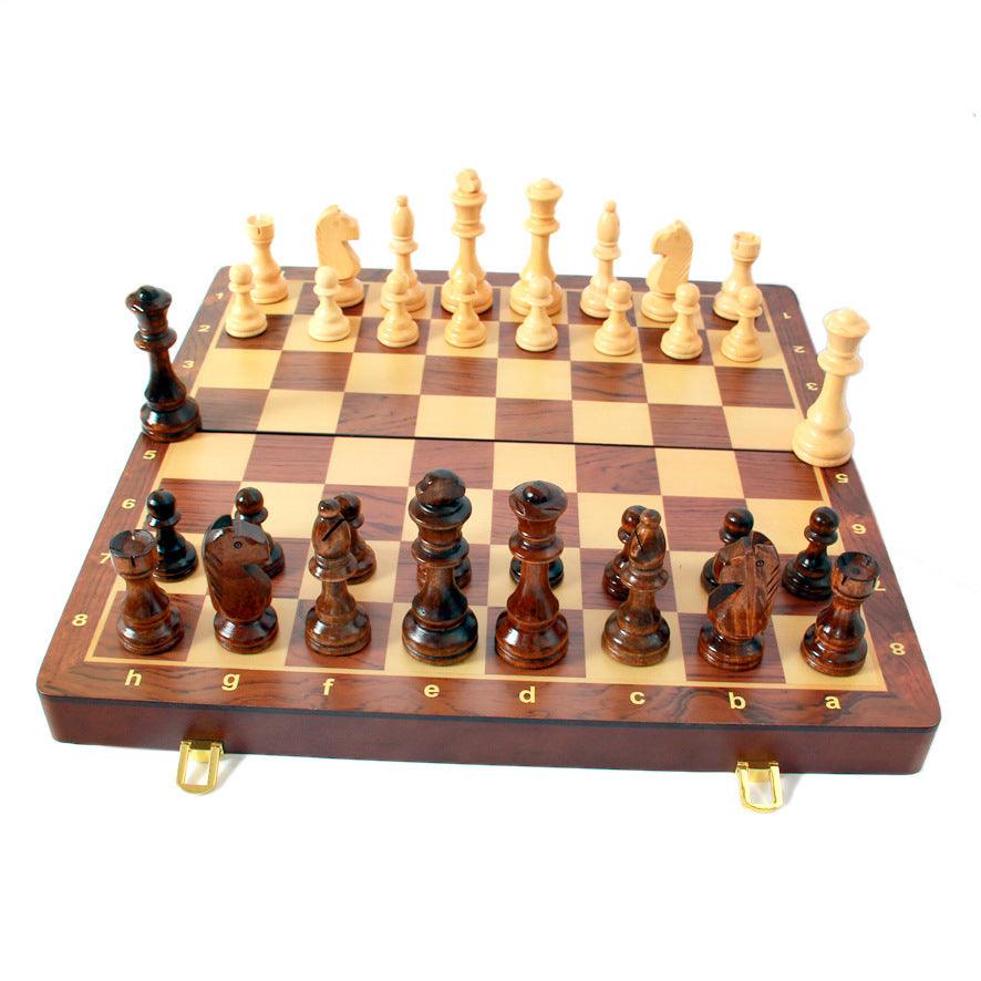 Deluxe 45*45*3.5cm Large Chess Set Wooden Timber Sorghum Pieces Folding Board