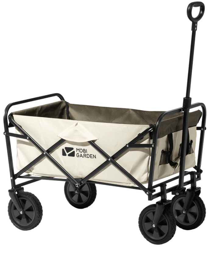 Foldable Camp Garden Cart Trolley Wagon Collapsible Shopping Outdoor Ivory White