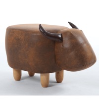 Kids Ottoman Foot Shoes Stool Cow Chair Rest Seat AU Stock - Large Light Brown Cow