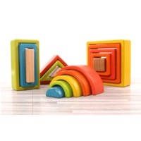 Large Rainbow Wooden Building Blocks 33PCS