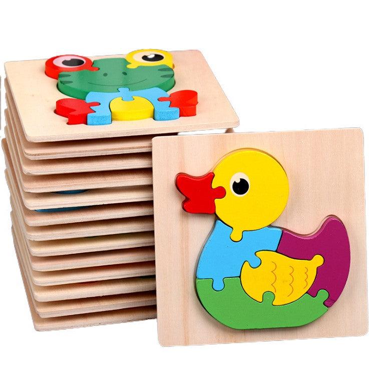 Super Thick Wooden 3D Colorful Jigsaw Puzzle Educational Toy For Kid Animals 2Y+