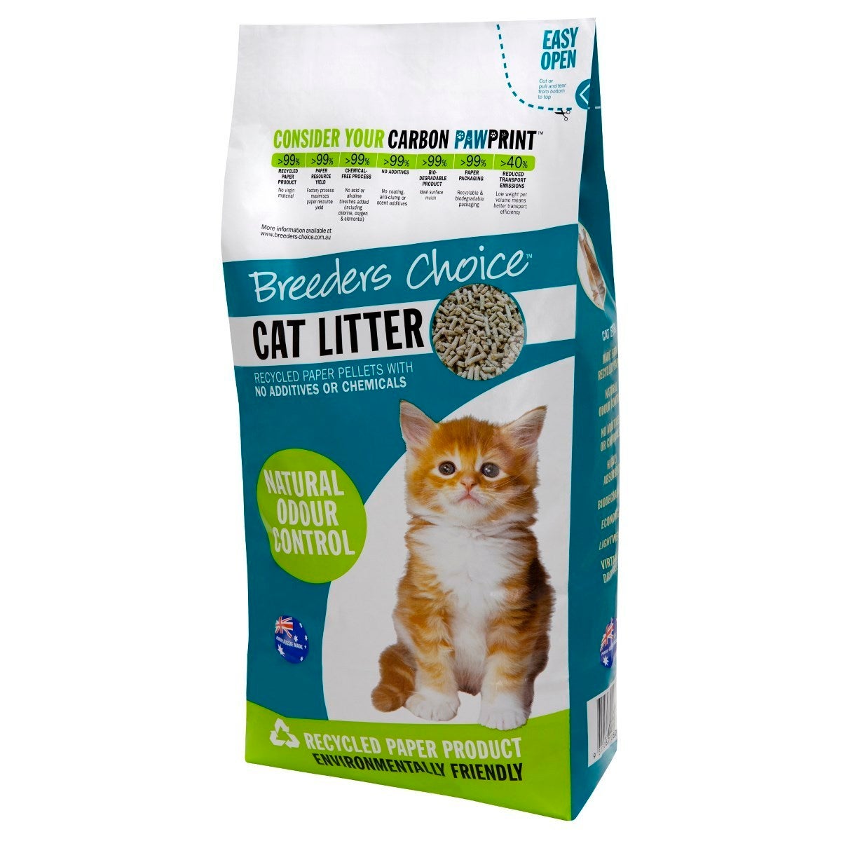 Breeders Choice Recycled Paper Cat Litter Pellets - 15 Litres