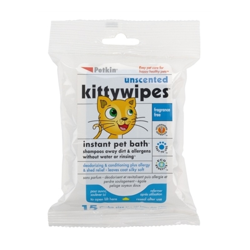 Buy Petkin Unscented Instant Bath Kitty Wipes 15 pack MyDeal