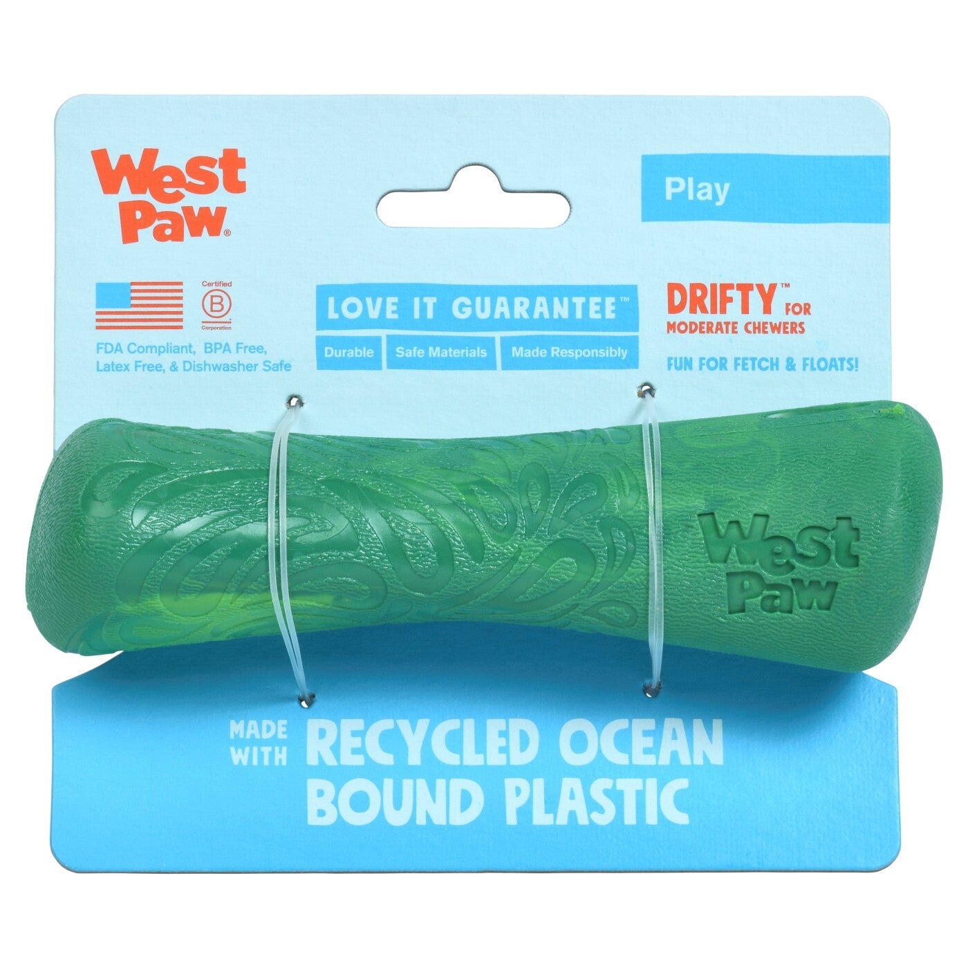 West Paw Seaflex Recycled Plastic Fetch Dog Toy - Drifty