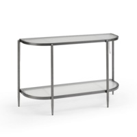 Gatsby 110cm Console Hall Table Fluted Glass Brushed Gunmetal Grey