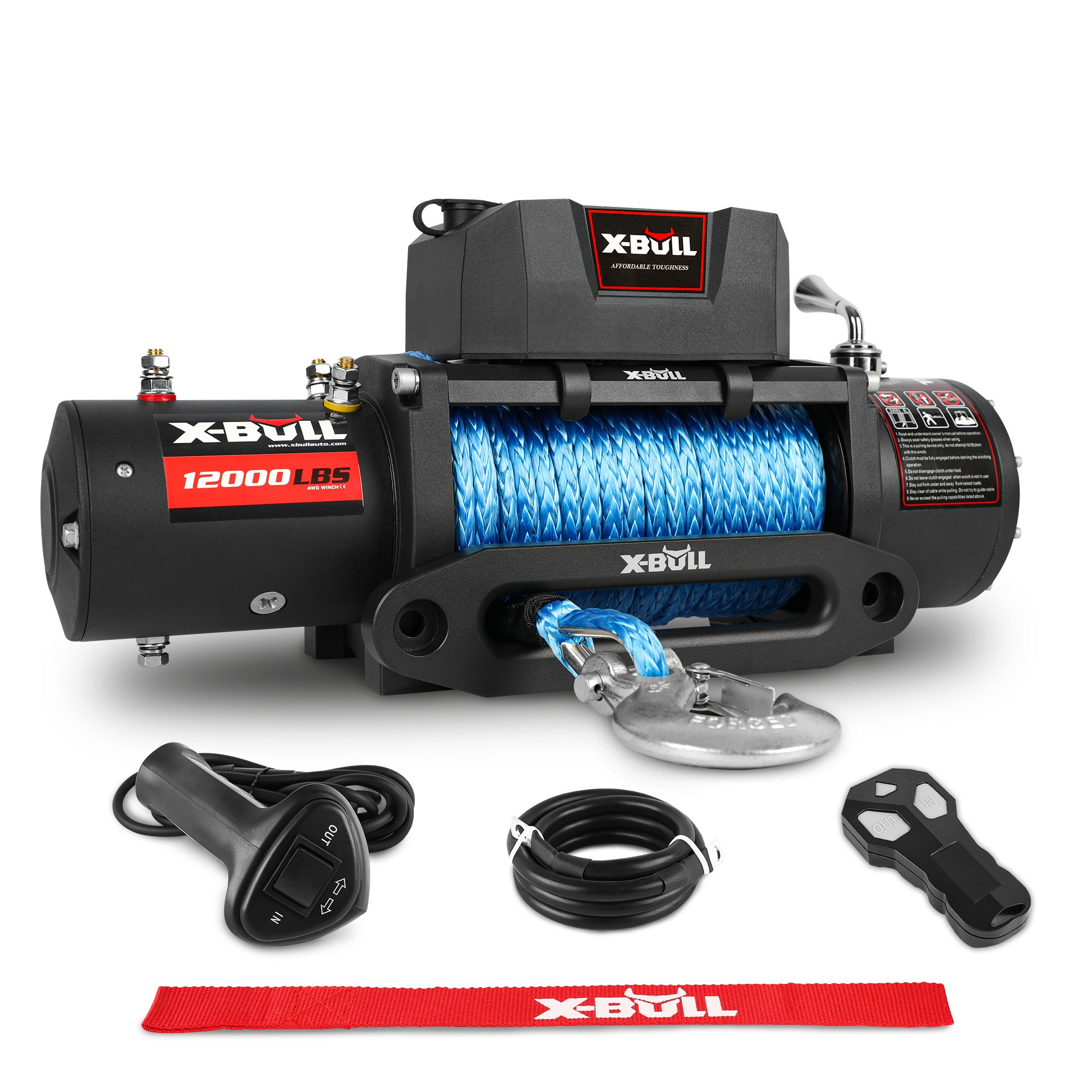 X-BULL 12000LBS Electric Winch 12V 5454kg 24M Synthetic Rope NEW 24M