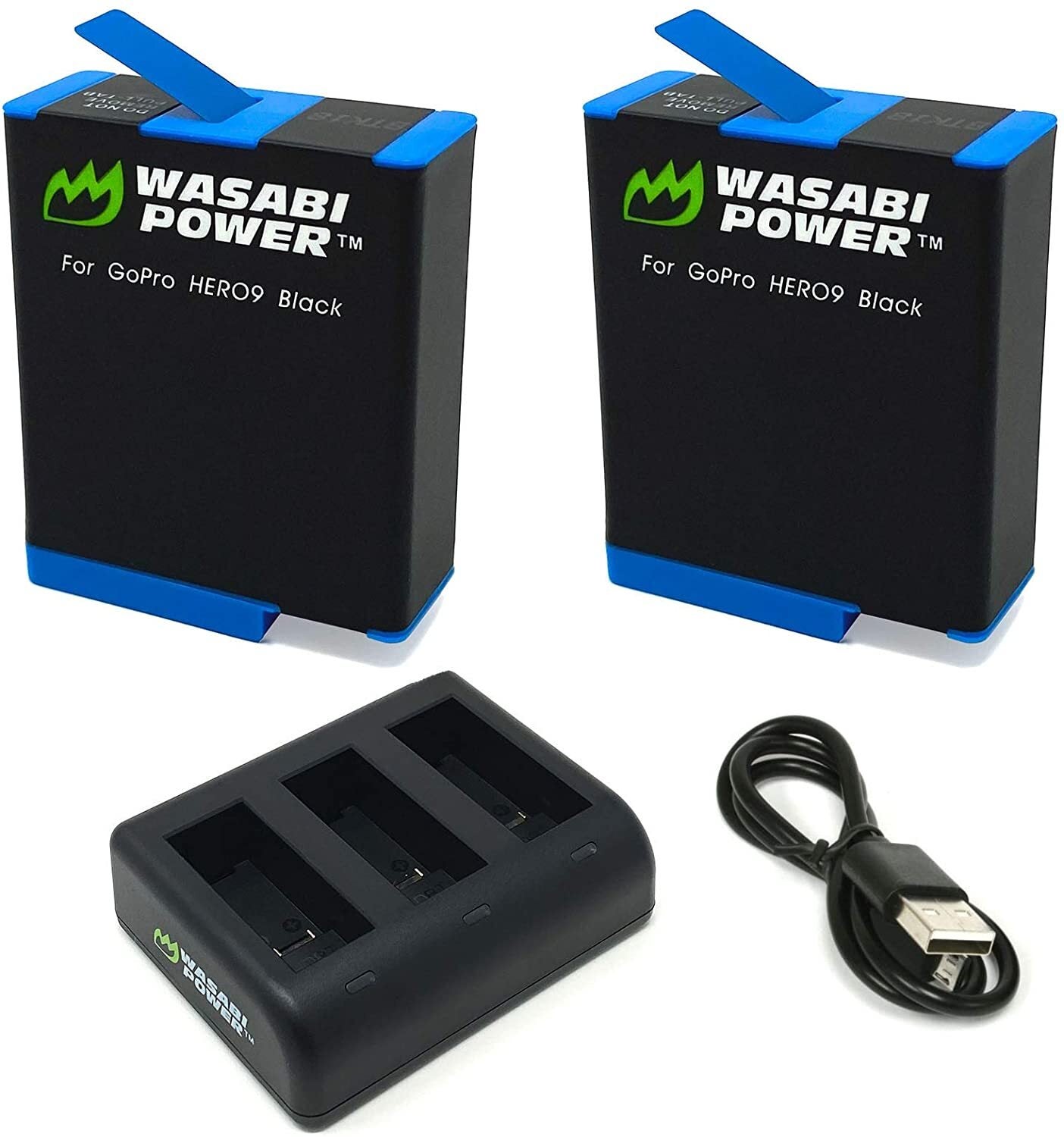 Wasabi Power Batteries (2 Pack and USB Triple Charger) for GoPro HERO9/HERO10