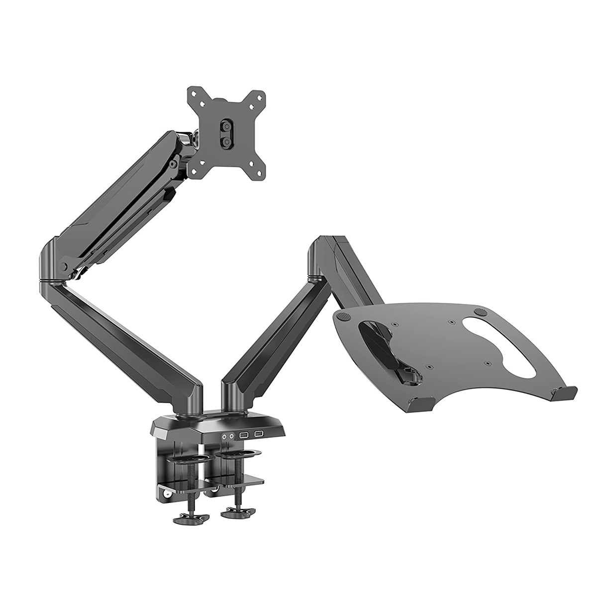 Dual Monitor Stand Desk Mount 2 Arm with Laptop Holder Tray Adapter Computer Screen Bracket up to 32" 8kg per arm acatana ACA-GM224U-D15