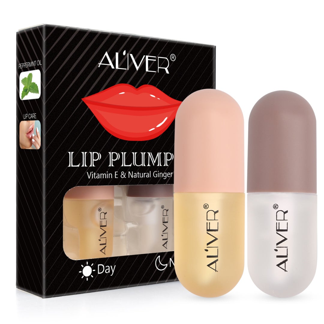 Aliver 2pcs Lips Plumper Set Serum Lip Volumising Serum Enhancer PLUMP Boost Moisturizer Enhancer for Fuller Lip Care Gift