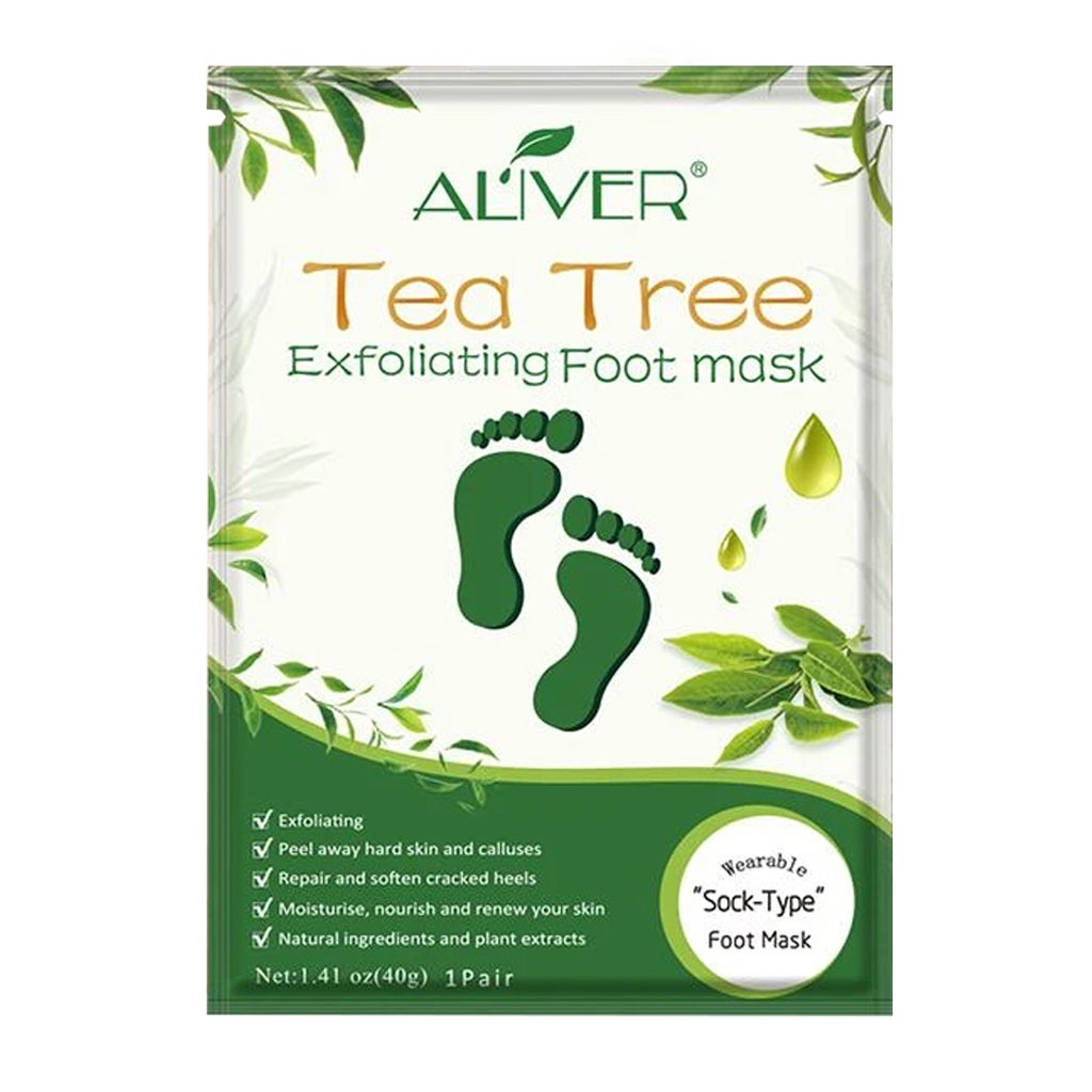 Aliver Foot Peel Mask Tea Tree Milky Soft Feet Skin Remover Exfoliating Callus Socks Smooth