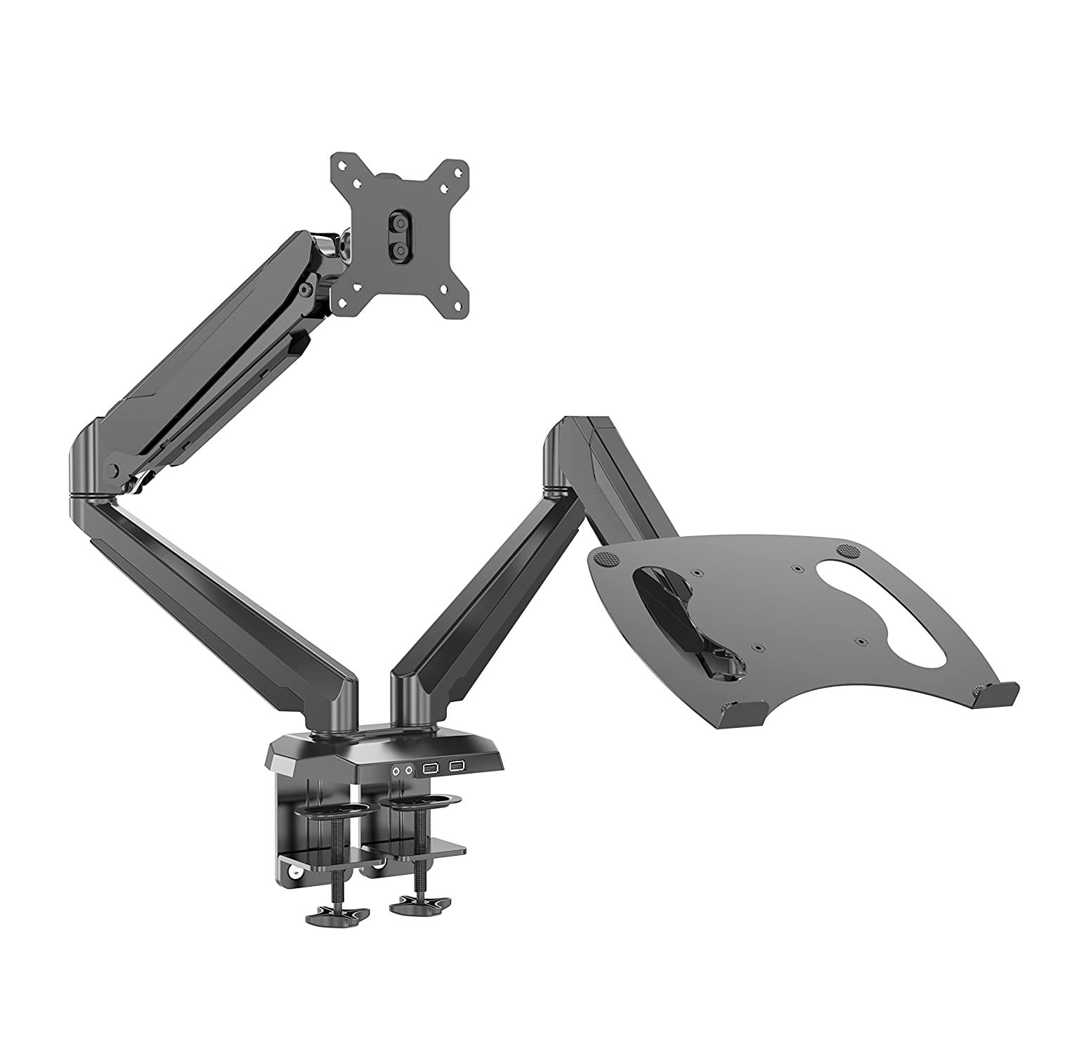 Vision Mounts VM-GM224U-D15 - Dual Monitor Stand Arm Mount with Tray Holder Adapter for Laptop